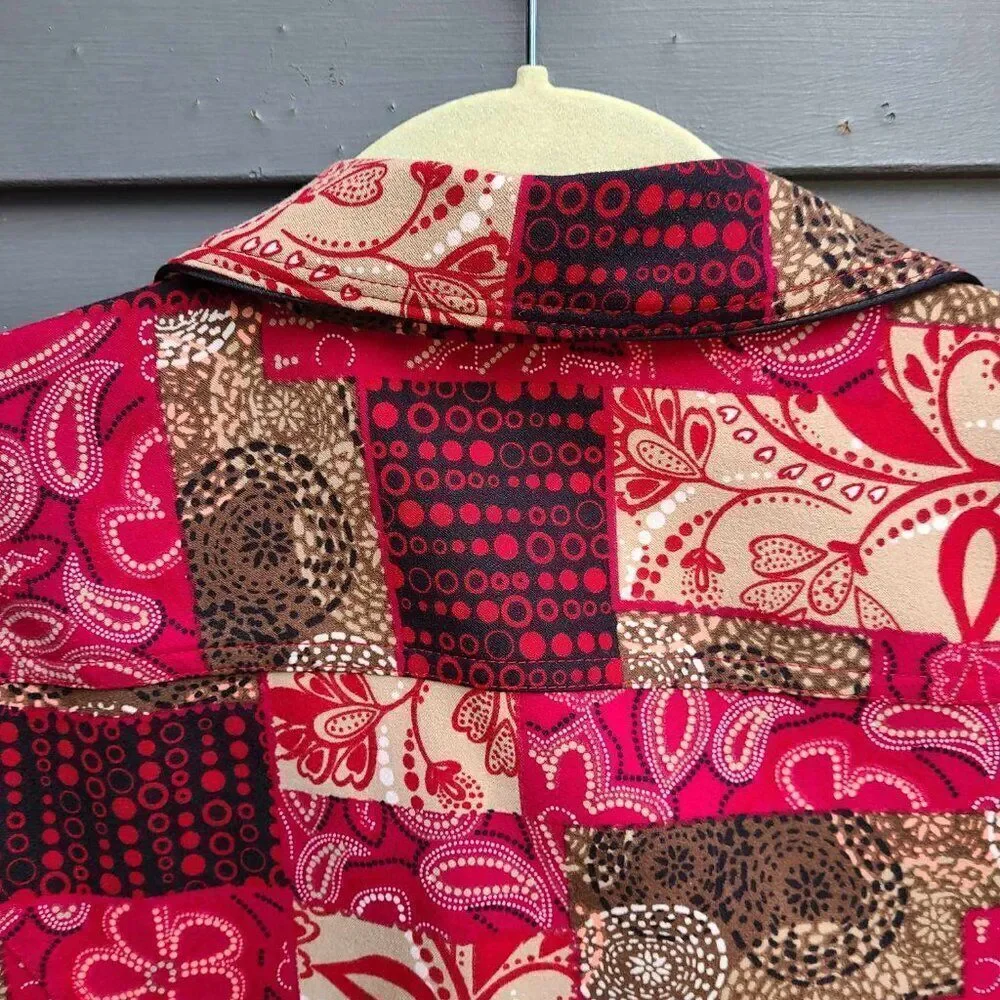 Christopher & Banks Red Brown Patchwork Lightweight Jacket Medium